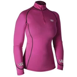 Woof Wear Women's Performance Quarter Zip Riding Shirt - Berry