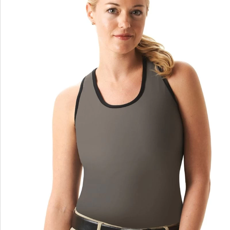 Cheata Women's Trotter Tank W/ Built In Sports Bra - Grey/Black 3 Cheata Women's Trotter Tank W/ Built In Sports Bra - Grey/Black