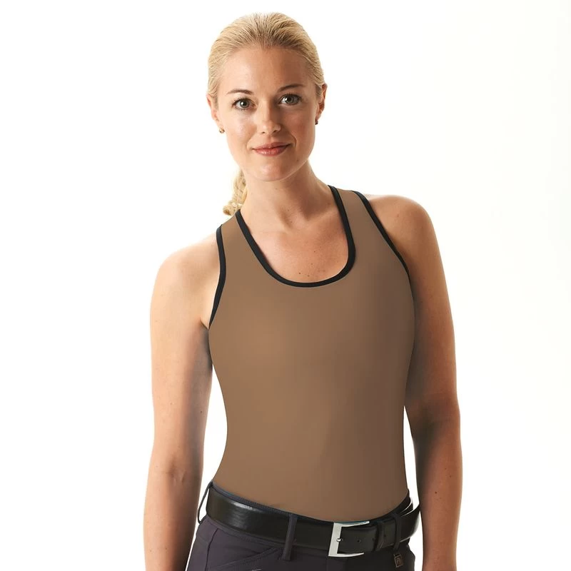 Cheata Women's Trotter Tank W/ Built In Sports Bra - Dark Khaki/Black 3 Cheata Women's Trotter Tank W/ Built In Sports Bra - Dark Khaki/Black