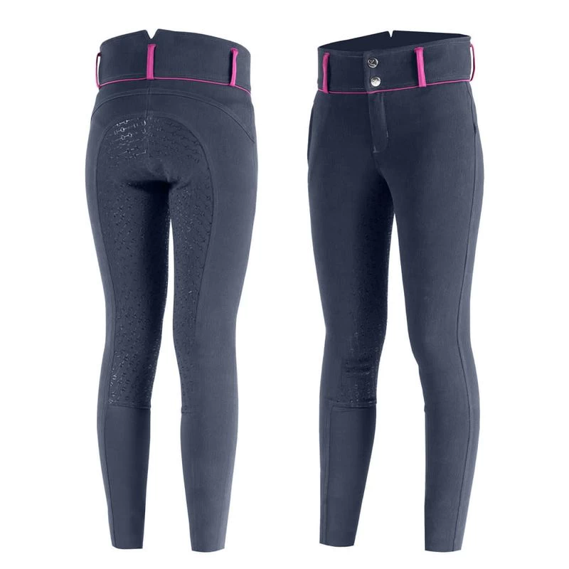 Horze Kids' Daniela Full Seat Breeches - Dark Navy/Cactus Flower Purple 4 Horze Kids' Daniela Full Seat Breeches - Dark Navy/Cactus Flower Purple - Image 2