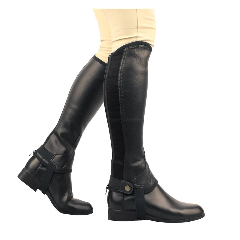 Saxon Kids' Equileather Half Chaps - Black 3 Saxon Kids' Equileather Half Chaps - Black