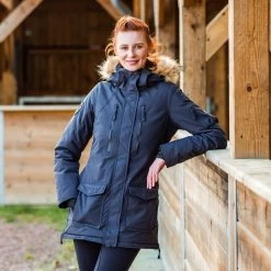 Horze Women's Brooke Long Parka Jacket - Dark Navy -Equestrian Equipment 347823 800 800