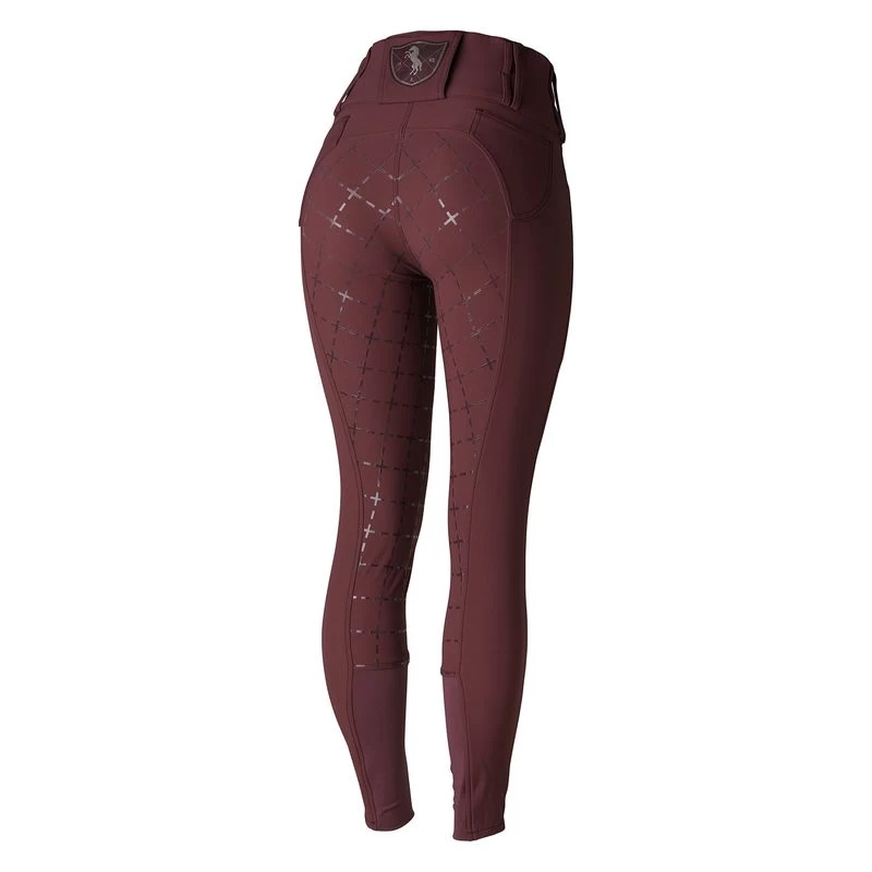Horze Women's Desiree High Waist Full Seat Breeches - Sassafras Wine Red 4 Horze Women's Desiree High Waist Full Seat Breeches - Sassafras Wine Red - Image 2