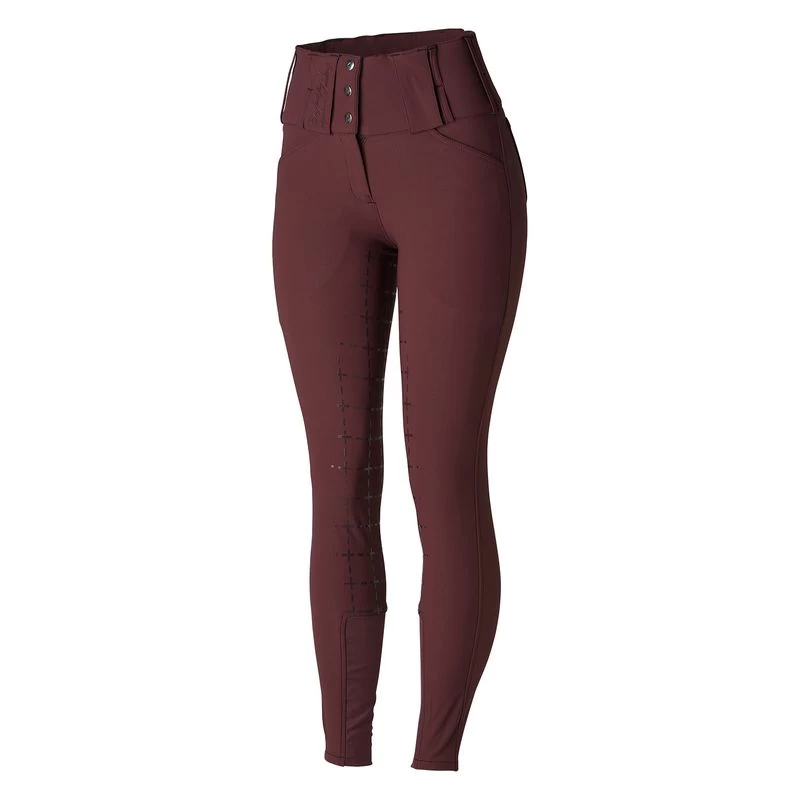 Horze Women's Desiree High Waist Full Seat Breeches - Sassafras Wine Red 5 Horze Women's Desiree High Waist Full Seat Breeches - Sassafras Wine Red - Image 3