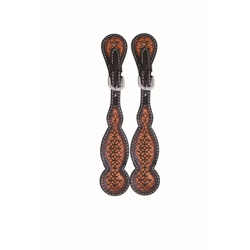 Western Rawhide Jim Taylor Performance Infinity Tear Drop Spur Straps - Two Tone Brown 3 Western Rawhide Jim Taylor Performance Infinity Tear Drop Spur Straps - Two Tone Brown