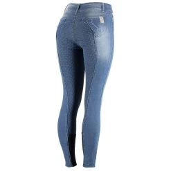Horze Women's Kaia Highwaist Denim Silicone Full Seat Breech - Lead Blue -Equestrian Equipment 376229 800 800