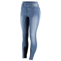 Horze Women's Kaia Highwaist Denim Silicone Full Seat Breech - Lead Blue -Equestrian Equipment 376230 800 800