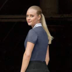 Horze Women's Blaire Short Sleeved Sun Show Shirt - Dark Navy 11 Horze Women's Blaire Short Sleeved Sun Show Shirt - Dark Navy -Equestrian Equipment 376813 800 800