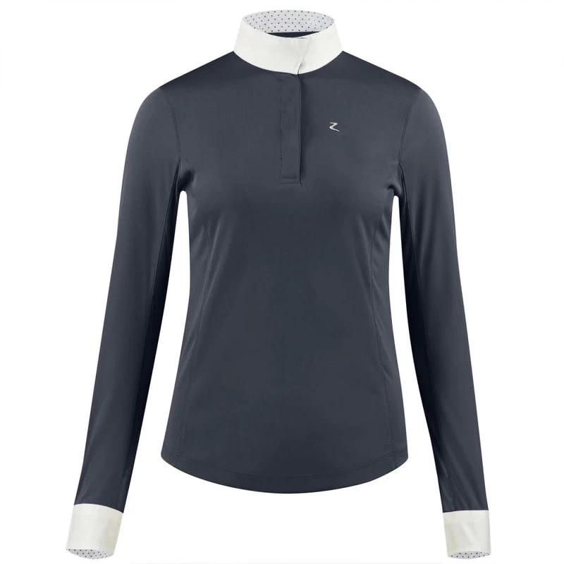 Horze Women's Blaire Long Sleeve Sun Show Shirt - Dark Navy 3 Horze Women's Blaire Long Sleeve Sun Show Shirt - Dark Navy