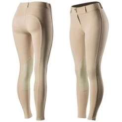 Horze Women's Ella Pull Up Knee Patch Tights - Tan