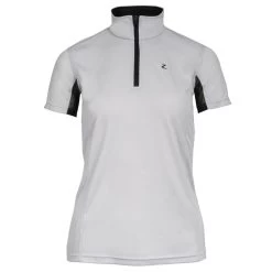 Horze Women's Trista Short Sleeve Sun Shirt - Grey/Black