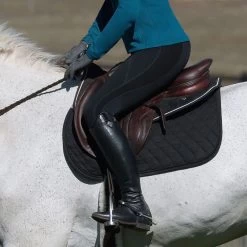 Irideon Women's Synergy Knee Patch Tights - Black/Baltic Blue -Equestrian Equipment 403635 800 800