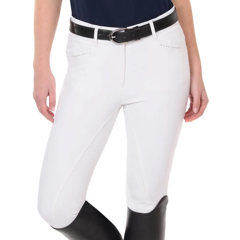 Ovation Women's Elegance Sparkle Full Seat Breeches - White 3 Ovation Women's Elegance Sparkle Full Seat Breeches - White