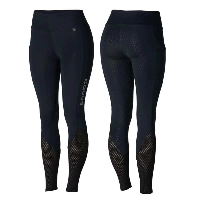 Horze Women's Gwen Full Seat Leggings W/Mesh - Dark Blue 3 Horze Women's Gwen Full Seat Leggings W/Mesh - Dark Blue