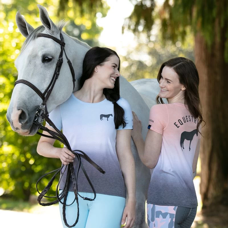 Irideon Women's Dip Dye Equestrian Swing Tee - Energy Blue 7 Irideon Women's Dip Dye Equestrian Swing Tee - Energy Blue - Image 5