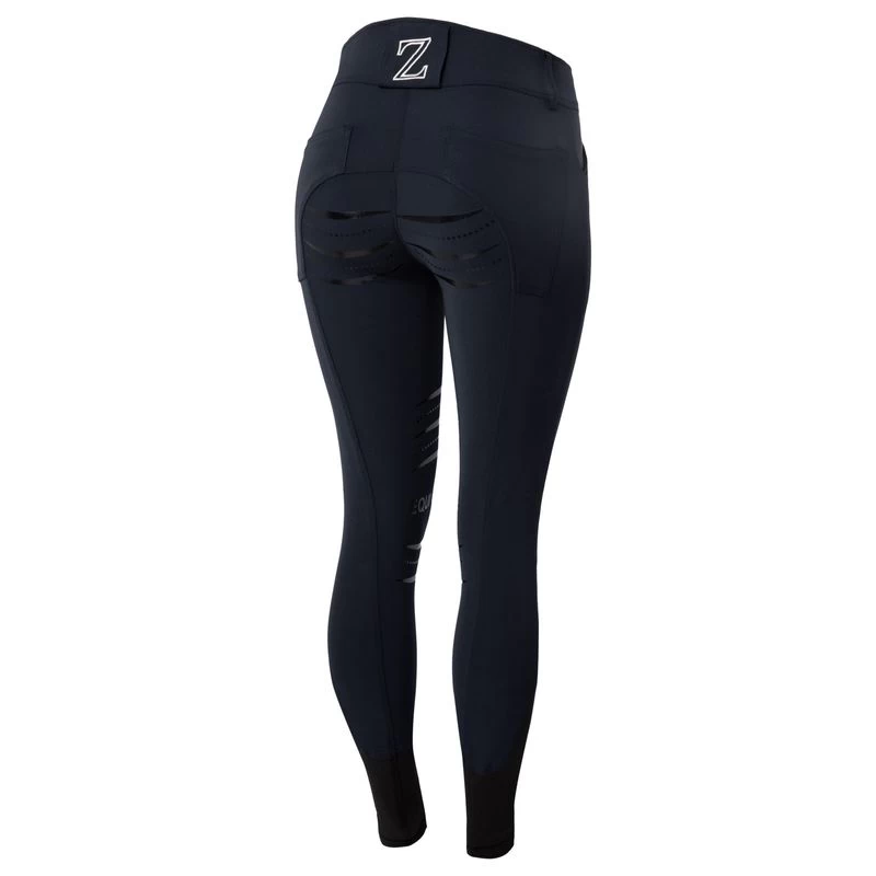 Horze Women's Full Seat Silicone Breeches W/Back Pocket Embroidery - Dark Navy 4 Horze Women's Full Seat Silicone Breeches W/Back Pocket Embroidery - Dark Navy - Image 2