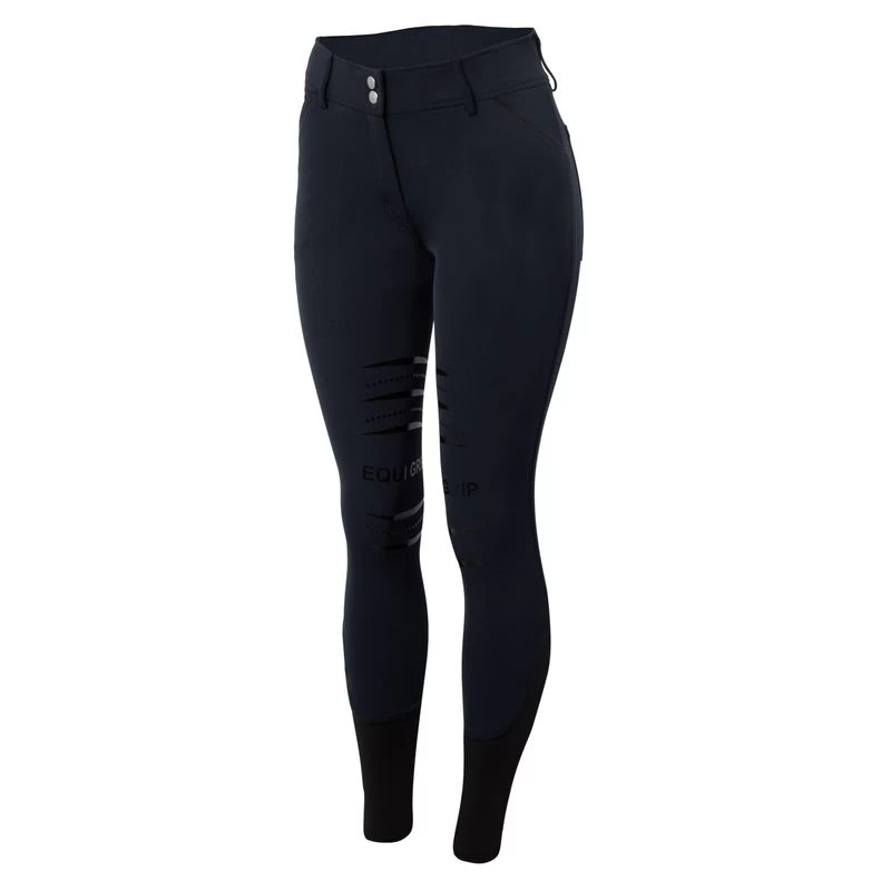 Horze Women's Full Seat Silicone Breeches W/Back Pocket Embroidery - Dark Navy 5 Horze Women's Full Seat Silicone Breeches W/Back Pocket Embroidery - Dark Navy - Image 3