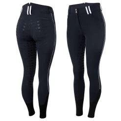 Horze Women's High Waist Full Seat Breeches W/Silicone Piping - Dark Navy