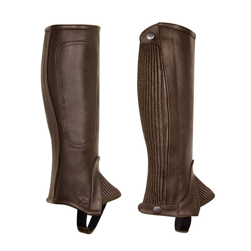 Perri's Kids' Professional Calfskin Zipper Half Chaps - Brown 3 Perri's Kids' Professional Calfskin Zipper Half Chaps - Brown