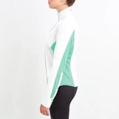 Irideon Women's Athena Long Sleeve Show Shirt - Bright White/Island Green -Equestrian Equipment 515933 800 800