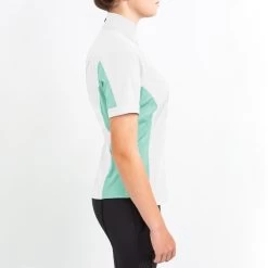 Irideon Women's Athena Short Sleeve Show Shirt - Bright White/Island Green -Equestrian Equipment 516079 800 800