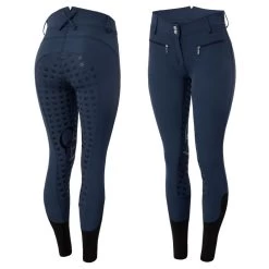 Horze Women's Melody High Waist Micro Silicone Full Seat Breeches - Dark Dark Blue