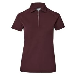 Horze Women's Tiana Short Sleeved Polo - Red Mahogany Burgundy