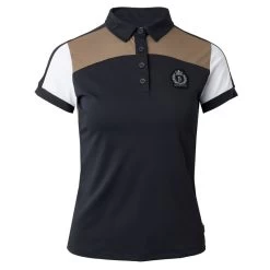 B Vertigo Women's Alessa Performance Polo Shirt - Dark Navy/ Fossil Brown
