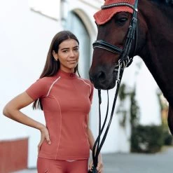 B Vertigo Women's Adara Cool Tech Training Shirt - Mineral Red -Equestrian Equipment 549148 800 800