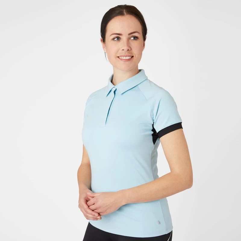 Horze Women's Laura Ventilated Polo Training Shirt - Corydalis Light Blue 4 Horze Women's Laura Ventilated Polo Training Shirt - Corydalis Light Blue - Image 2