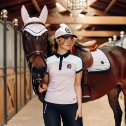 B Vertigo Women's Alessa Performance Polo Shirt - Silver Pink/ Dark White -Equestrian Equipment 549520 800 800