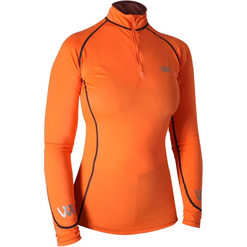 Woof Wear Women's Performance Quarter Zip Riding Shirt - Orange 3 Woof Wear Women's Performance Quarter Zip Riding Shirt - Orange