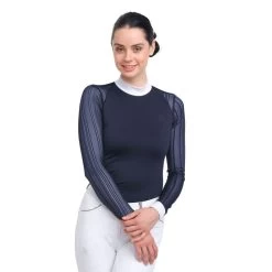Cavalliera Women's Contessa Long Sleeve Show Shirt - Navy Blue