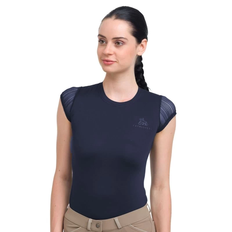 Cavalliera Women's Contessa Short Sleeve Tech Shirt - Navy Blue 3 Cavalliera Women's Contessa Short Sleeve Tech Shirt - Navy Blue