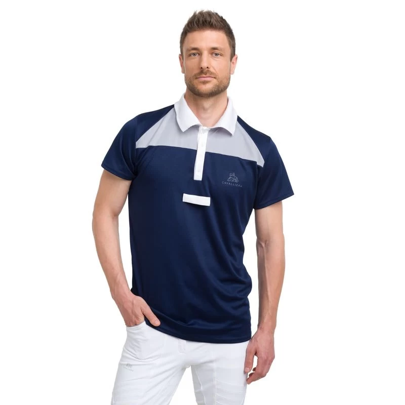 Cavalliera Men's Mosaic Short Sleeve Show Shirt - Navy Blue/Grey/White 3 Cavalliera Men's Mosaic Short Sleeve Show Shirt - Navy Blue/Grey/White