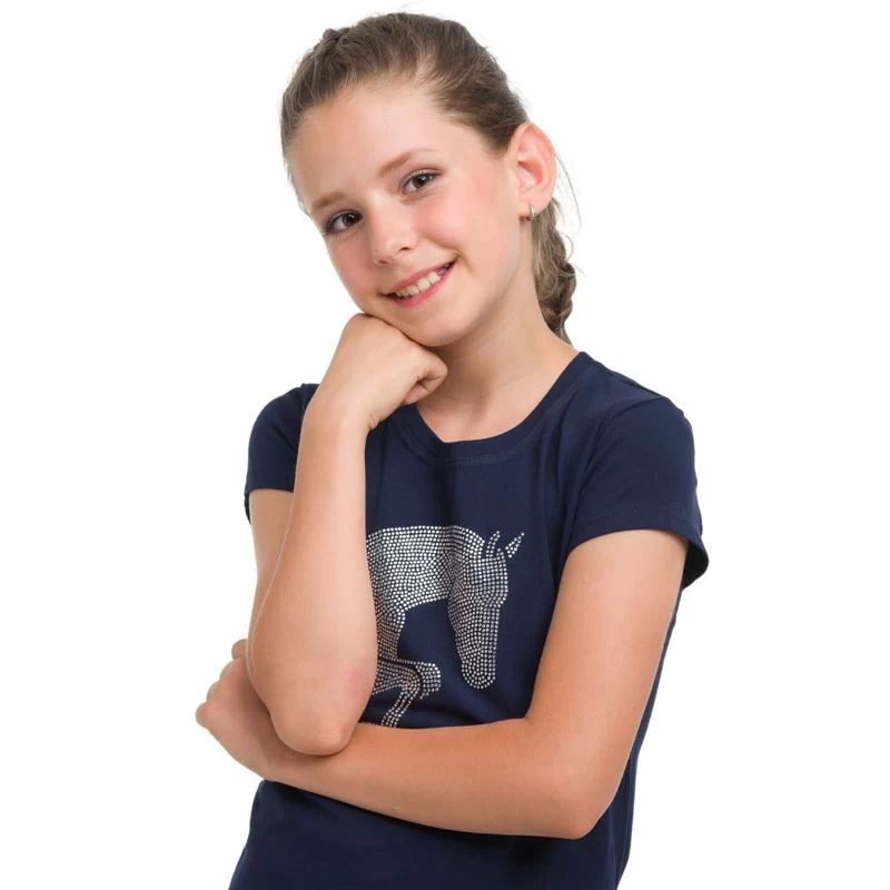 Cavalliera Kids' Jumping Star Short Sleeve Cotton Top - Navy Blue 4 Cavalliera Kids' Jumping Star Short Sleeve Cotton Top - Navy Blue - Image 2