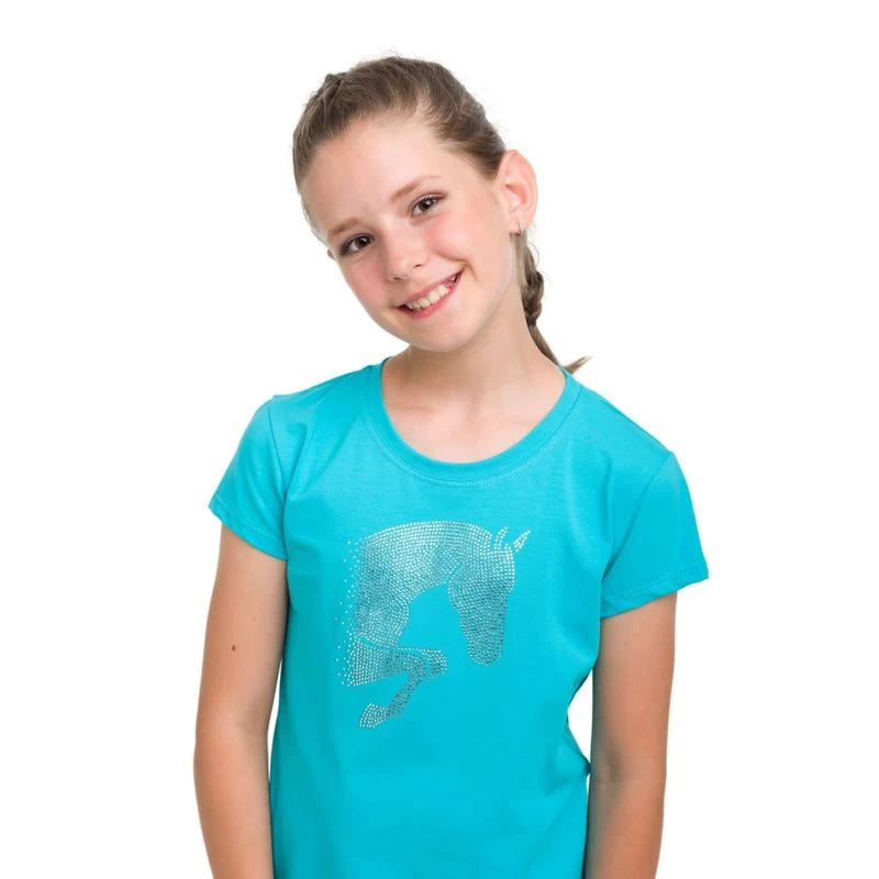 Cavalliera Kids' Jumping Star Short Sleeve Cotton Top - Turquoise 3 Cavalliera Kids' Jumping Star Short Sleeve Cotton Top - Turquoise