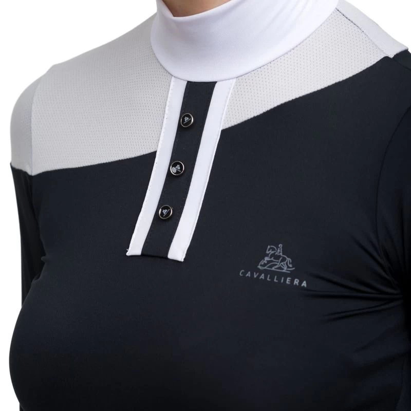 Cavalliera Women's High Performance Long Sleeve Oval Show Shirt - Black/Grey 5 Cavalliera Women's High Performance Long Sleeve Oval Show Shirt - Black/Grey - Image 3