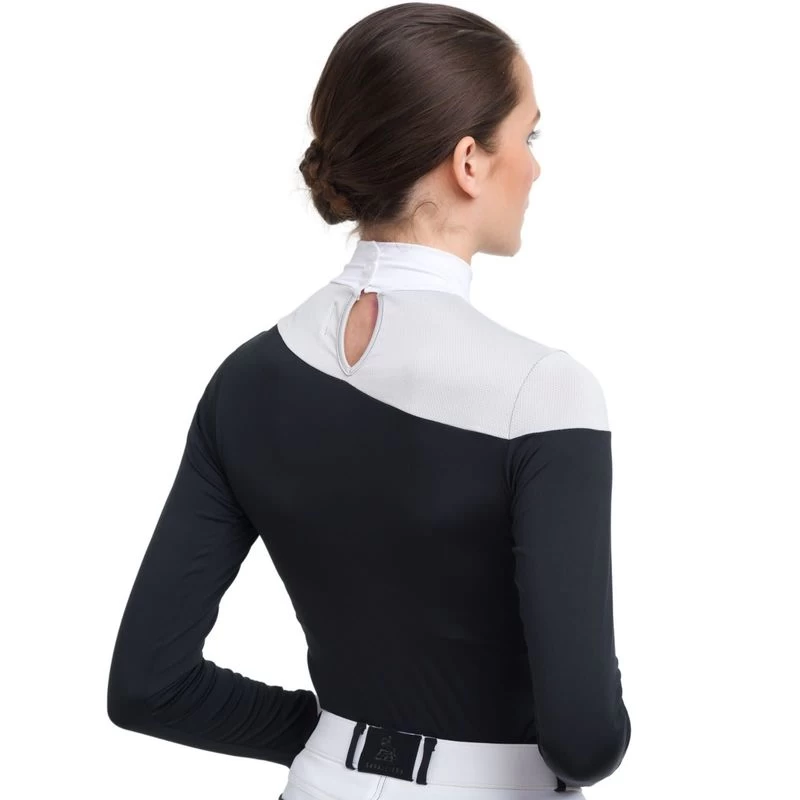 Cavalliera Women's High Performance Long Sleeve Oval Show Shirt - Navy Blue/Grey 5 Cavalliera Women's High Performance Long Sleeve Oval Show Shirt - Navy Blue/Grey - Image 3