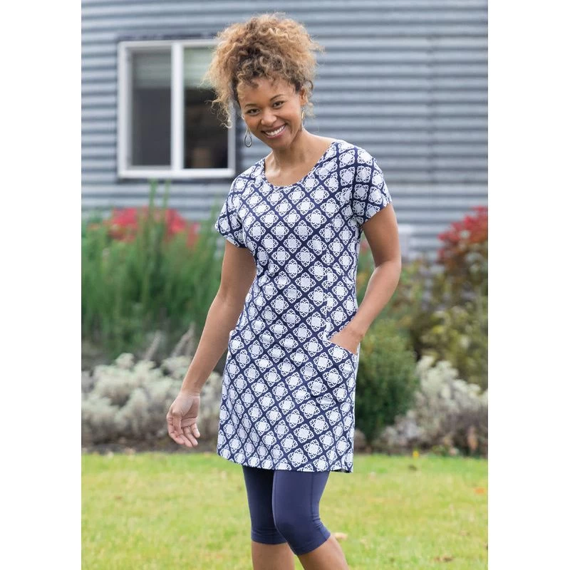 EQL Women's Everyday Tunic Dress - Indigo Tiles 6 EQL Women's Everyday Tunic Dress - Indigo Tiles - Image 4
