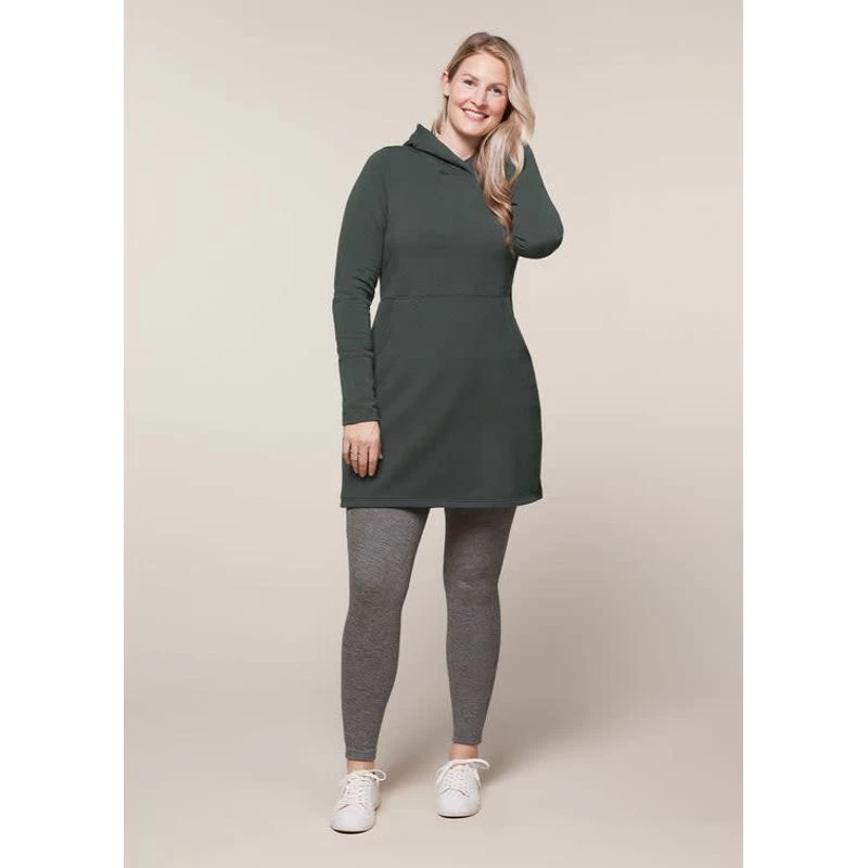 EQL Women's Weekender Fleece Hoodie Dress - Spruce 6 EQL Women's Weekender Fleece Hoodie Dress - Spruce - Image 4