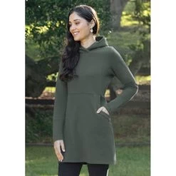 EQL Women's Weekender Fleece Hoodie Dress - Spruce 12 EQL Women's Weekender Fleece Hoodie Dress - Spruce -Equestrian Equipment 582356 800 800