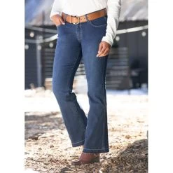 EQL Women's In Motion Bootcut Jean W/Raw Hem - Midnight Wash -Equestrian Equipment 584680 800 800