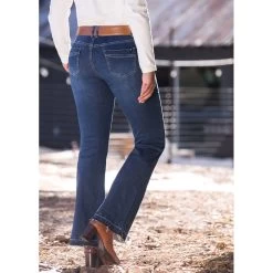 EQL Women's In Motion Bootcut Jean W/Raw Hem - Midnight Wash -Equestrian Equipment 584681 800 800