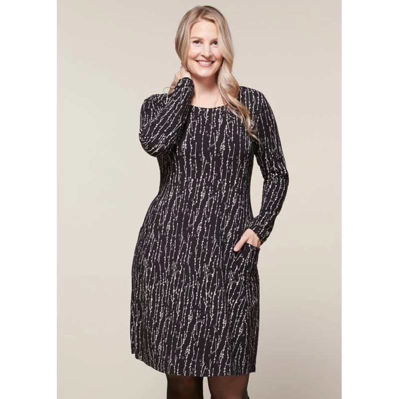 EQL Women's Inspired Scoop Neck Long Sleeve Dress - Black Horseshoe Branches 4 EQL Women's Inspired Scoop Neck Long Sleeve Dress - Black Horseshoe Branches - Image 2