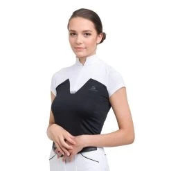 Cavalliera Women's POP Short Sleeve Show Shirt - White/Black -Equestrian Equipment 587775 800 800
