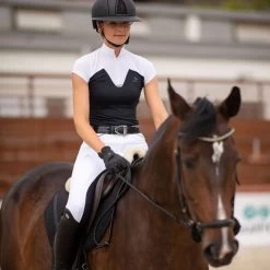 Cavalliera Women's POP Short Sleeve Show Shirt - White/Black -Equestrian Equipment 587776 800 800
