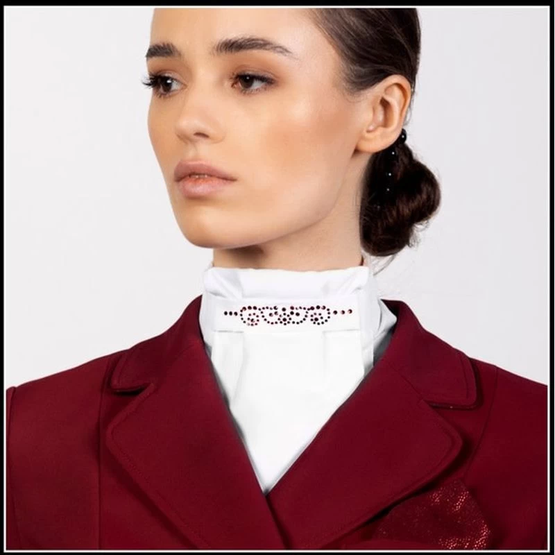 Fair Play Andrea Ready Tied Stock Tie - White/Burgundy 4 Fair Play Andrea Ready Tied Stock Tie - White/Burgundy - Image 2