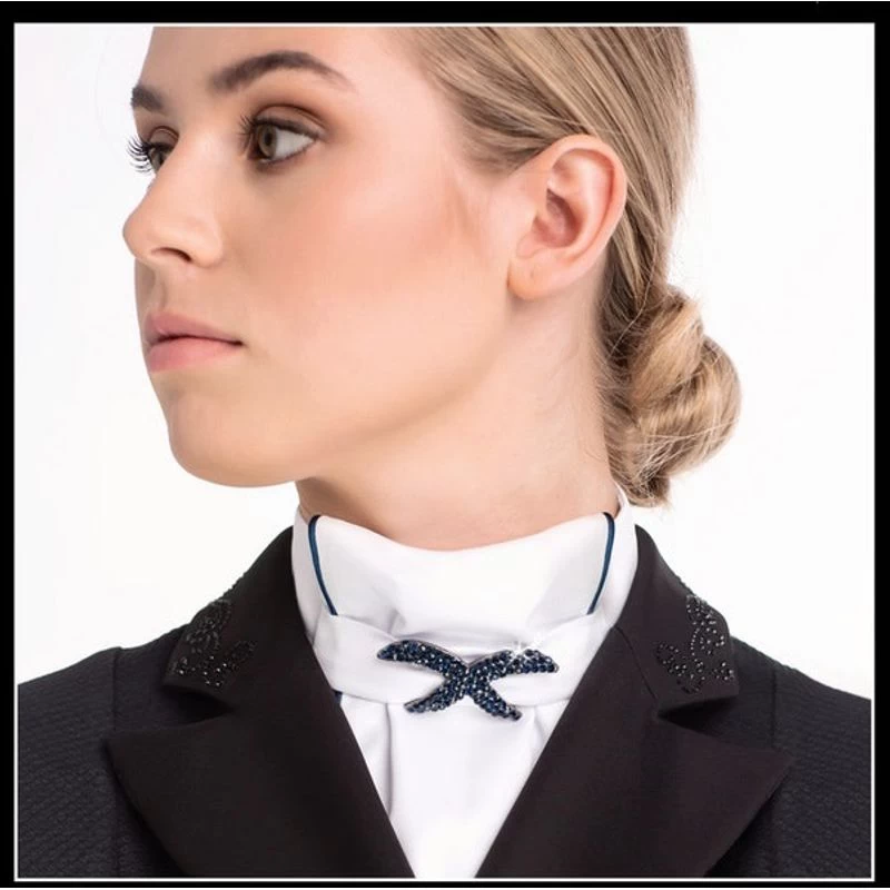 Fair Play Luxy Ready Tied Stock Tie - White/Navy 4 Fair Play Luxy Ready Tied Stock Tie - White/Navy - Image 2