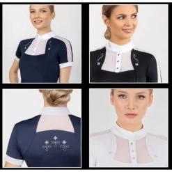 Fair Play Women's Lorella Short Sleeve Competition Shirt - Black/White -Equestrian Equipment 594378 800 800